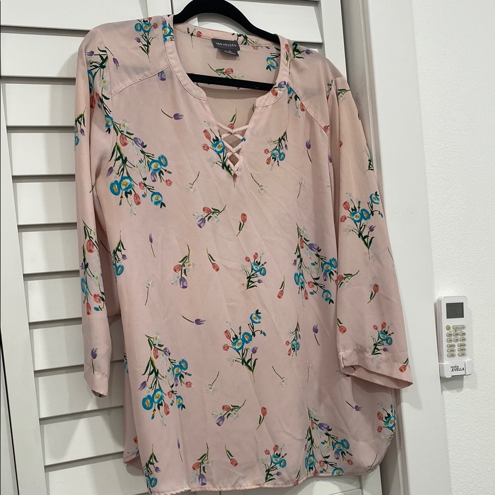 Van Heusen Pink 3/4 Sleeve Boxy Blouse